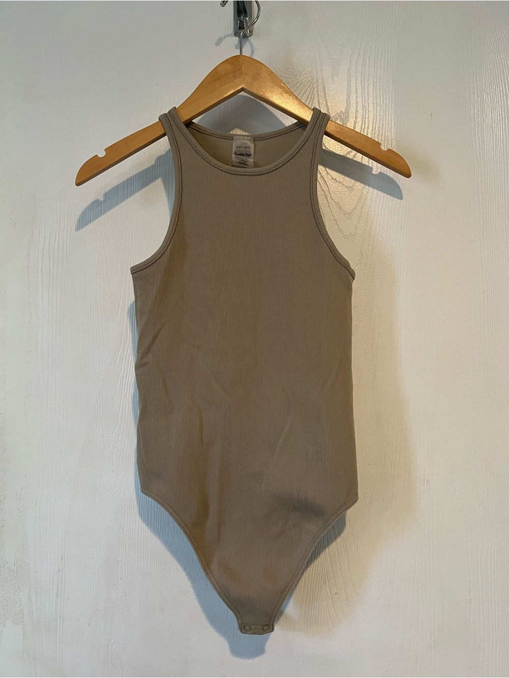 Sunday Best Sinch Seamless Ribbed Sleeveless Bodysuit Fluent Taupe Size M